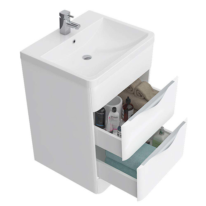 Prism Vanity Unit (White Gloss - 650mm Wide)  Feature Large Image