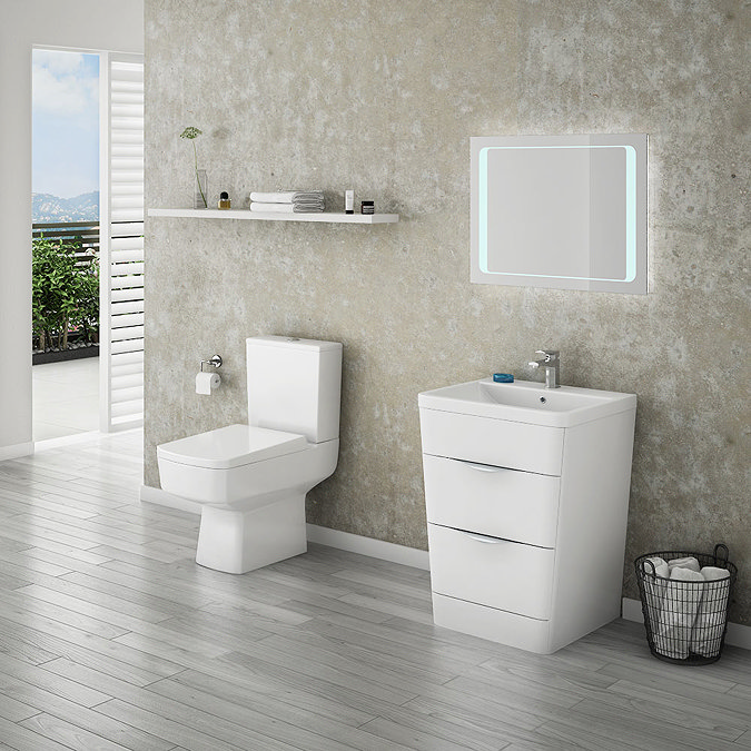 Prism Vanity Unit (White Gloss - 650mm Wide) Standard Large Image