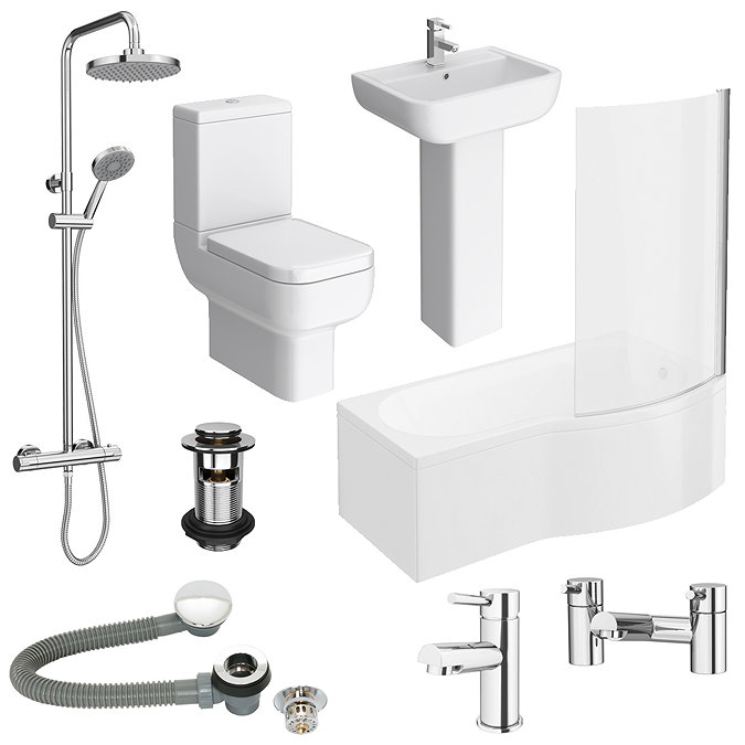 Pro 600 B-Shaped 1700 Complete Bathroom Package Large Image