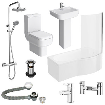 Pro 600 B-Shaped 1700 Complete Bathroom Package In Bathroom Large Image