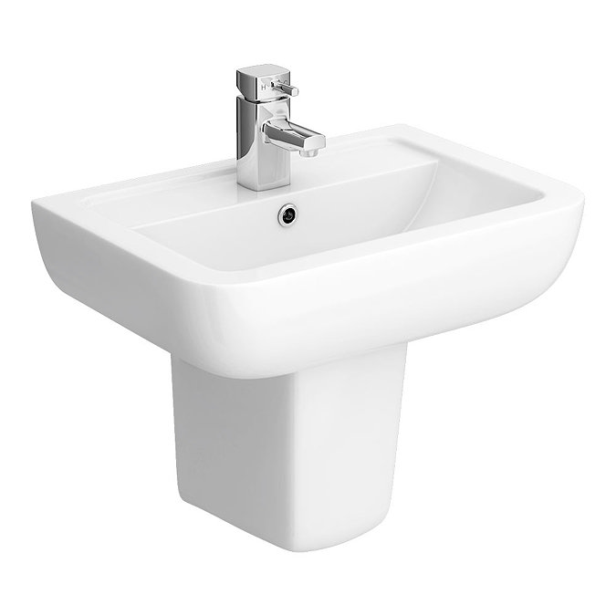 Pro 600 Basin + Semi Pedestal (560mm Wide - 1 Tap Hole)  Feature Large Image