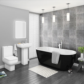 Pro 600 Black Modern Free Standing Bath Suite Large Image
