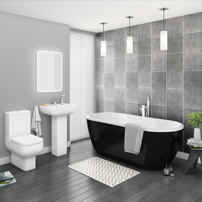 Pro 600 Black Modern Free Standing Bath Suite Large Image