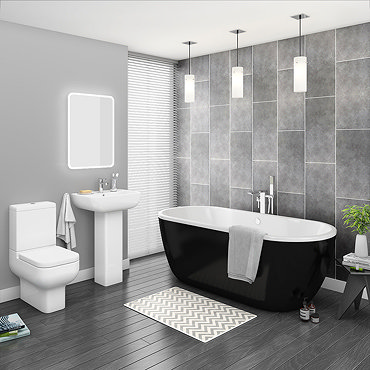 Pro 600 Black Modern Free Standing Bath Suite  Profile Large Image