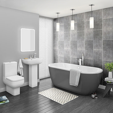 Pro 600 Grey Modern Free Standing Bath Suite  Profile Large Image