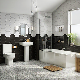 Pro 600 Modern Shower Bath Suite - Left Hand Large Image