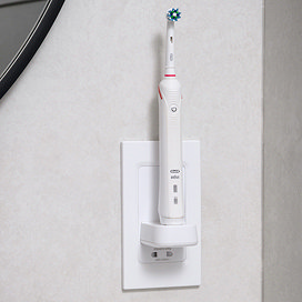 Proofvision Oral-B In Wall Electric Toothbrush Charger with Shaver Socket - White Plastic Large Imag