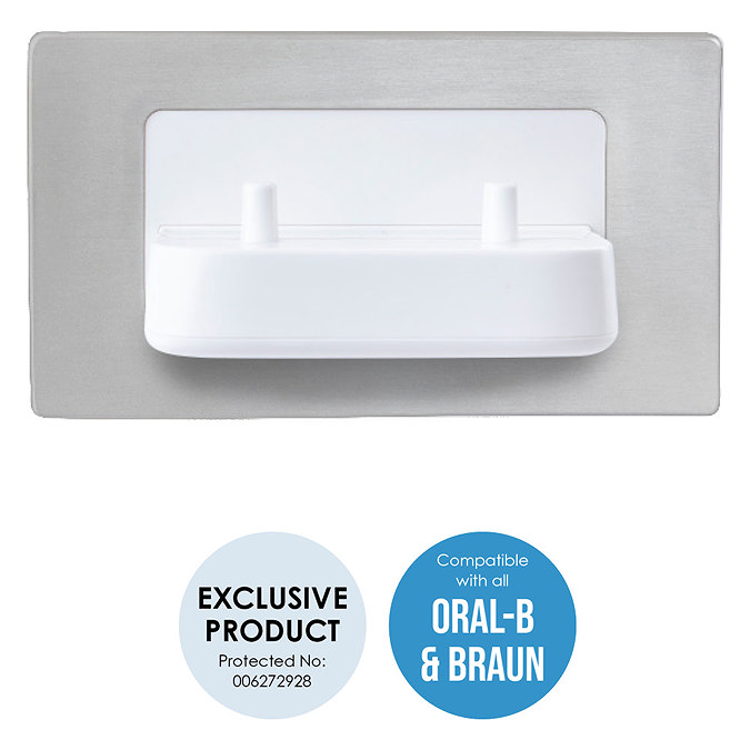 Proofvision Oral-B In Wall Electric Toothbrush Twin Charger - Brushed Steel  Profile Large Image