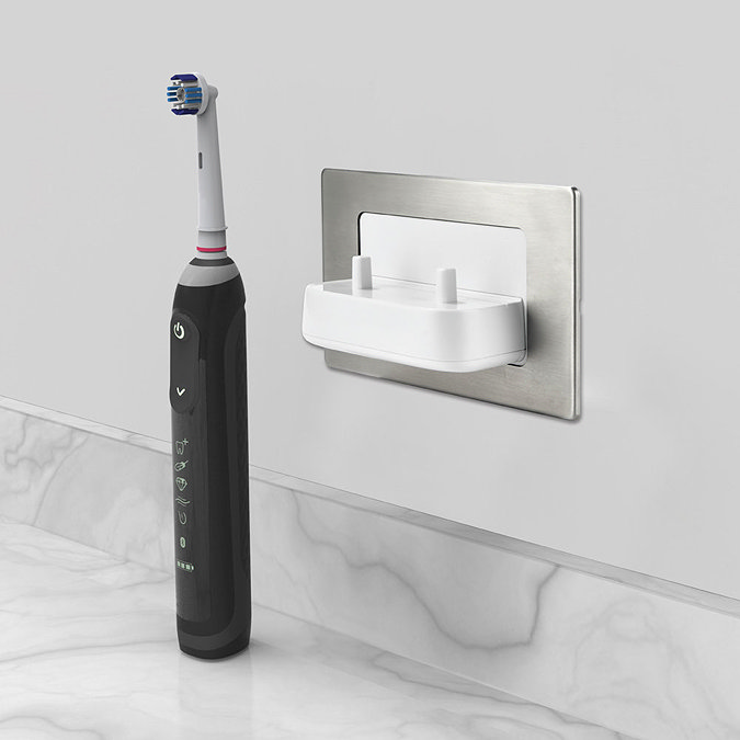 Proofvision Oral-B In Wall Electric Toothbrush Twin Charger - Brushed Steel  Standard Large Image