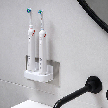 Proofvision Oral-B In Wall Electric Toothbrush Twin Charger - Brushed Steel  Profile Large Image