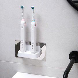 Proofvision Oral-B In Wall Electric Toothbrush Twin Charger - Polished Steel Medium Image
