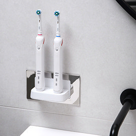 Proofvision Oral-B In Wall Electric Toothbrush Twin Charger - Polished Steel Large Image