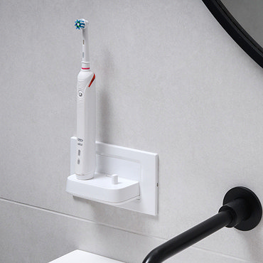 Proofvision Oral-B In Wall Electric Toothbrush Twin Charger - White Plastic  Profile Large Image
