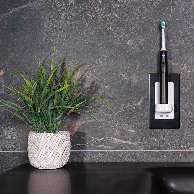 ProofVision Phillips In Wall Electric Toothbrush Charger with Shaver Socket - Black