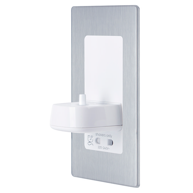 ProofVision Phillips In Wall Electric Toothbrush Charger with Shaver Socket - Brushed Steel