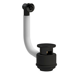 Push Button Stone Basin Waste With Overflow - Matt Black