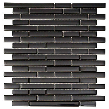 Quartz 1 Black Glass Mosaic Tile Sheet (276x306mm)  Profile Large Image