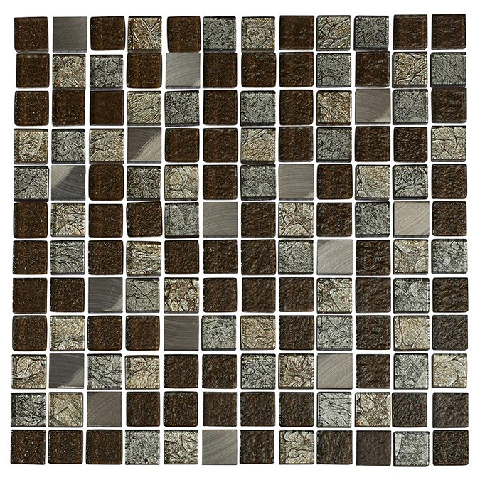Quartz 1 Multi-coloured Glass/Stone Mix Mosaic Tile Sheet (305x305mm) Large Image
