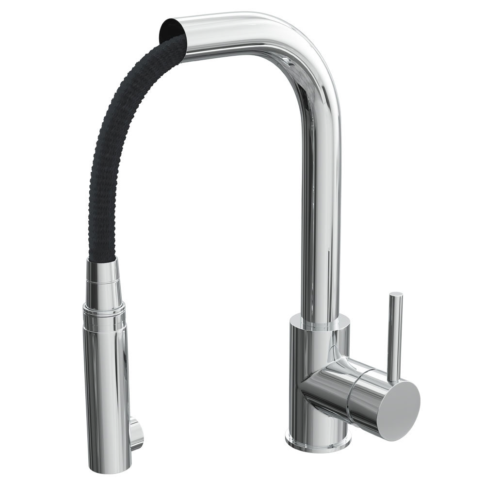 Quebec Modern Chrome Kitchen Sink Mono Mixer Tap With Pull Out Spray   Que007 D1 