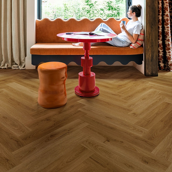 Quick-Step Ciro Herringbone LVT Click Vinyl - Botanic Caramel Oak