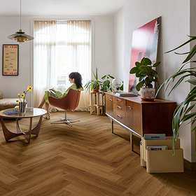 Quick-Step Ciro Herringbone LVT Click Vinyl - Botanic Caramel Oak