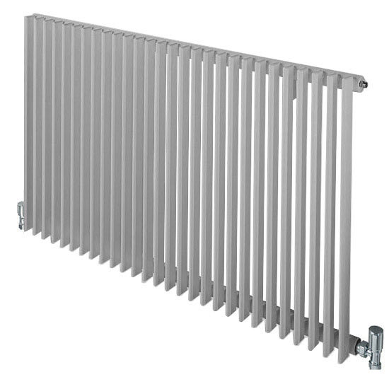 Quinn Adagio Single Column Radiator - Horizontal- Silver - 4 x Size Options Large Image