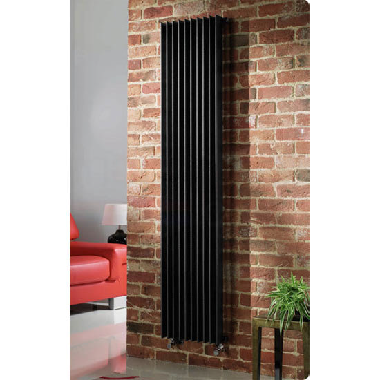 Quinn Adagio Single Column Radiator - Vertical - Black - 6 x Size Options Large Image