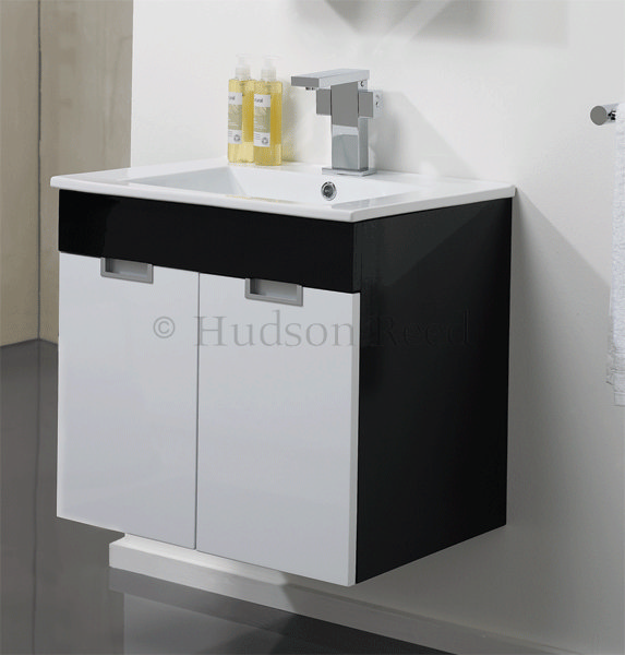 Hudson Reed Quintus Basin & Cabinet - Black & White - LF223 Large Image