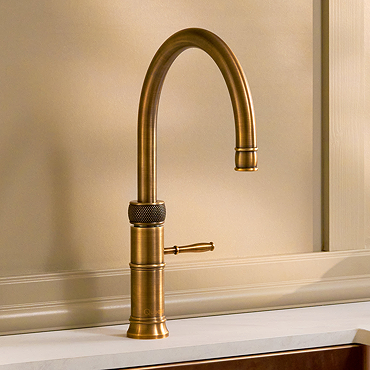 Quooker Classic Fusion Round Patinated Brass Tap with with Combi+ Boiling Water Tank