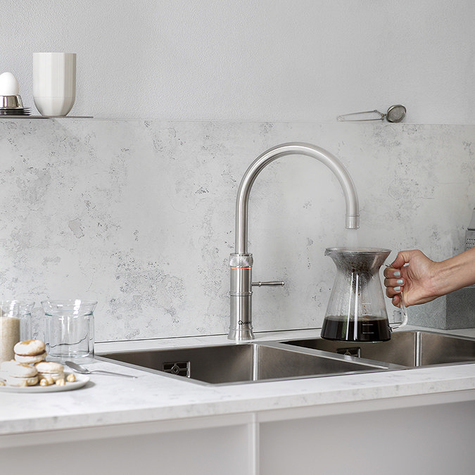 Quooker Classic Fusion Round Stainless Steel Tap with with Combi+ Boiling Water Tank