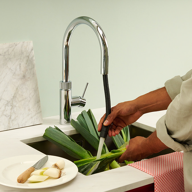 Quooker Flex Pull Out Hose Chrome Tap with PRO3 Boiling Water Tank