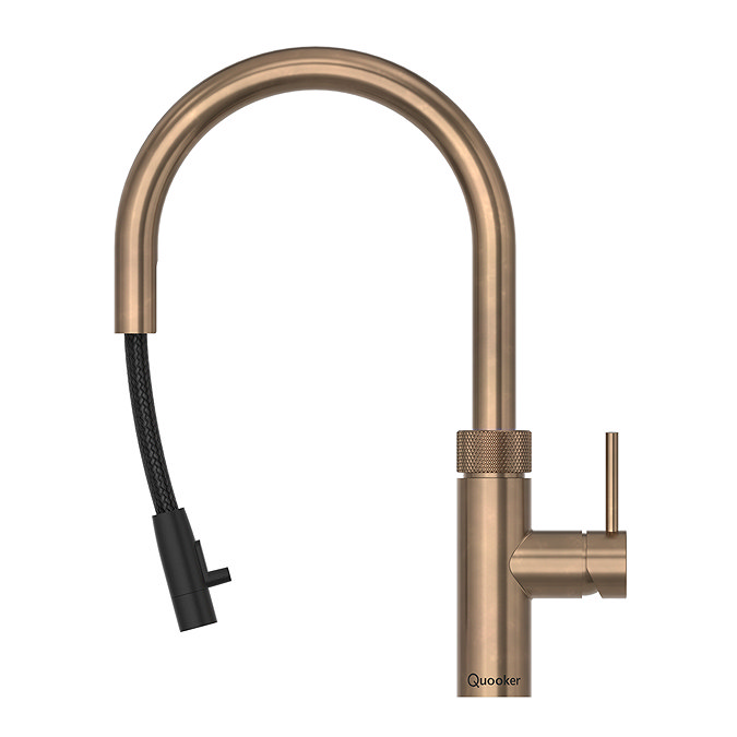 Quooker Flex Round Pull Out Hose Patinated Brass Tap with PRO3 Boiling Water Tank