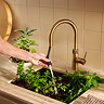Quooker Flex Round Pull Out Hose Patinated Brass Tap with Combi+ Boiling Water Tank