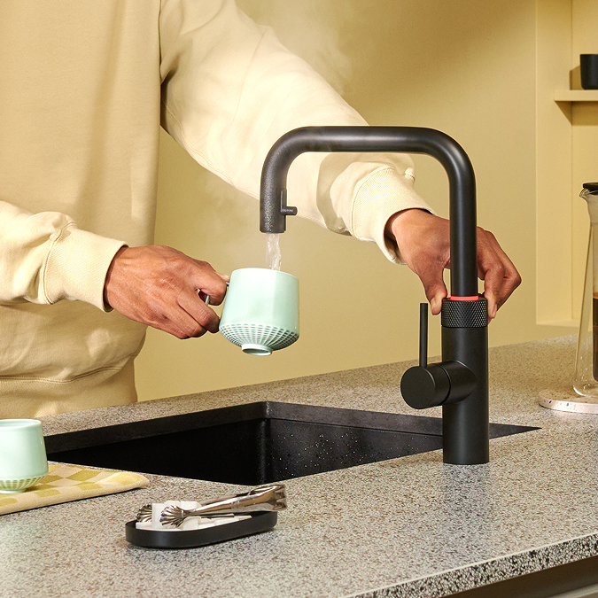 Quooker Flex Square Pull Out Hose Black Tap with PRO3 Boiling Water Tank