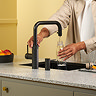 Quooker Flex Square Pull Out Hose Black Tap with PRO3 Boiling Water Tank