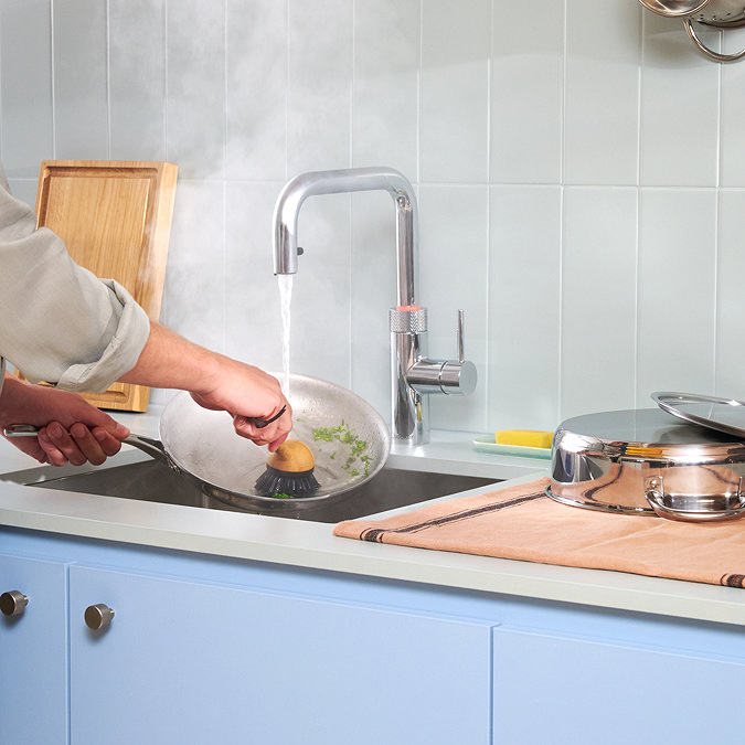 Quooker Flex Square Pull Out Hose Chrome Tap with Combi+ Boiling Water Tank