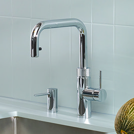 Quooker Flex Square Pull Out Hose Chrome Tap with PRO3 Boiling Water Tank