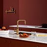 Quooker Flex Square Pull Out Hose Patinated Brass Tap with Combi+ Boiling Water Tank