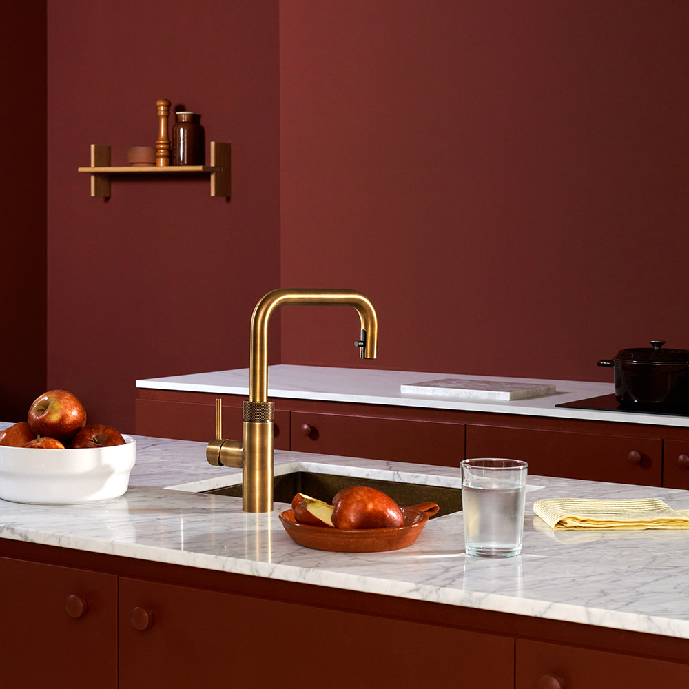 Quooker Flex Square Pull Out Hose Patinated Brass Tap With PRO3 Boiling Quooker Flex Square Pull Out Hose Patinated Brass Tap With PRO3 Boiling