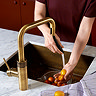 Quooker Flex Square Pull Out Hose Patinated Brass Tap with PRO3 Boiling Water Tank