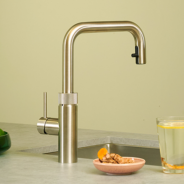 Quooker Flex Square Pull Out Hose Stainless Steel Tap with Combi+ Boiling Water Tank