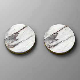 Radius Bath Tap Insert Plates (Pair) Arctic White Marble Effect