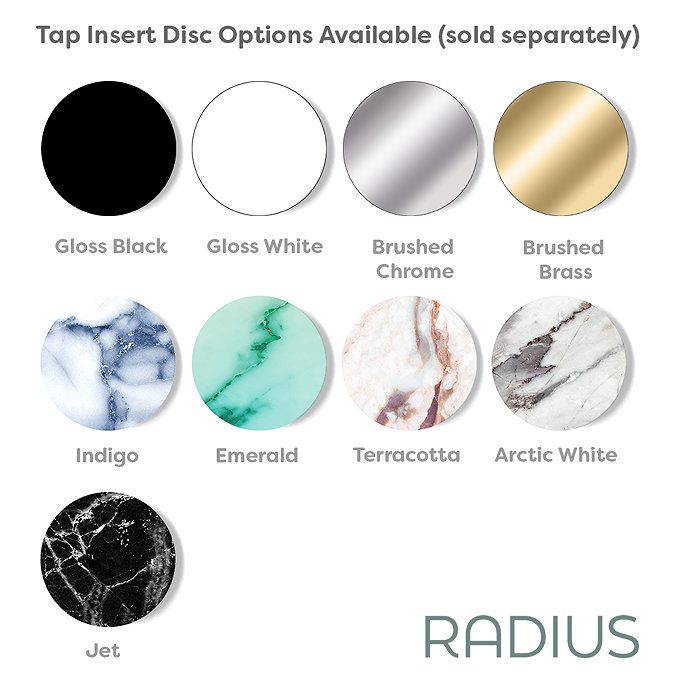 Radius Bath Tap Insert Plates (Pair) Gloss Black 
