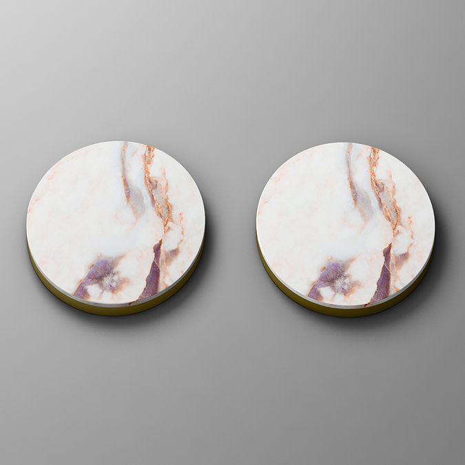 Radius Bath Tap Insert Plates (Pair) Terracotta Marble Effect