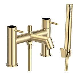 Radius Custom Brushed Brass Bath Shower Mixer Tap Gloss Black
