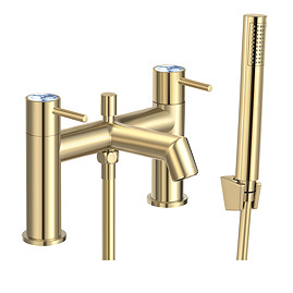 Radius Custom Brushed Brass Bath Shower Mixer Tap Indigo Marble Effect