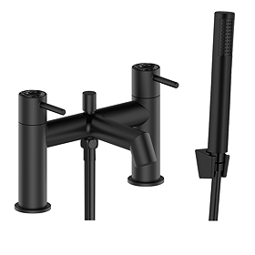 Radius Custom Matt Black Bath Shower Mixer Tap Jet Black Marble Effect