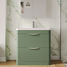 Radius Floor Standing Vanity Unit with Chrome Handles W800 x D445mm - Satin Green