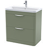 Radius Floor Standing Vanity Unit with Chrome Handles W800 x D445mm - Satin Green