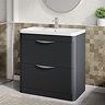 Radius Floor Standing Vanity Unit with Chrome Handles W800 x D445mm - Soft Black